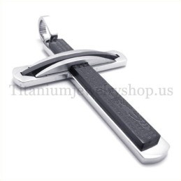 Divat Kétrétegű Fekete Titán Kereszt Medál