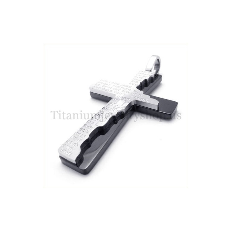 Fekete Biblia Kétrétegű Divatos Titán Kereszt Medál