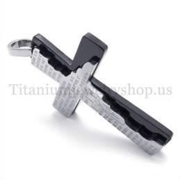 Fekete Biblia Kétrétegű Divatos Titán Kereszt Medál