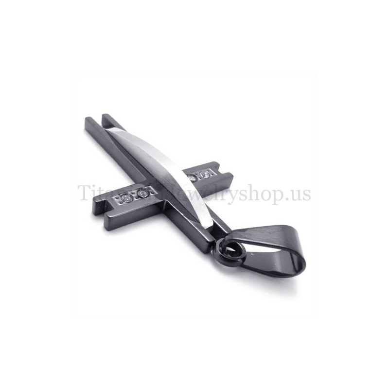 Fekete Gyémánttal Díszített, Divatos Titán Kereszt Medál