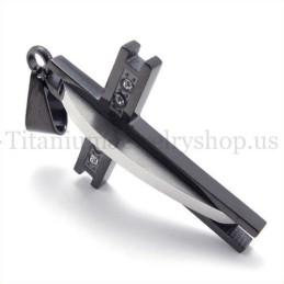 Fekete Gyémánttal Díszített, Divatos Titán Kereszt Medál