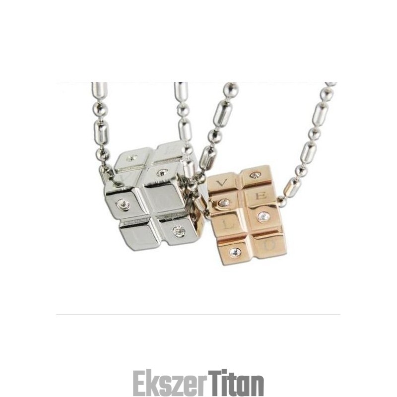 1 Pár Tiszta Titánból Készült Rubik Kocka Medál Pároknak 1 Pár Tiszta Titánból Készült Rubik Kocka Medál Pároknak