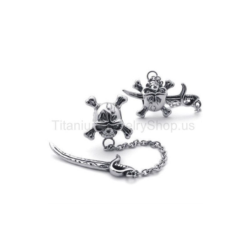 Kard És Koponya Titán Fülbevalók