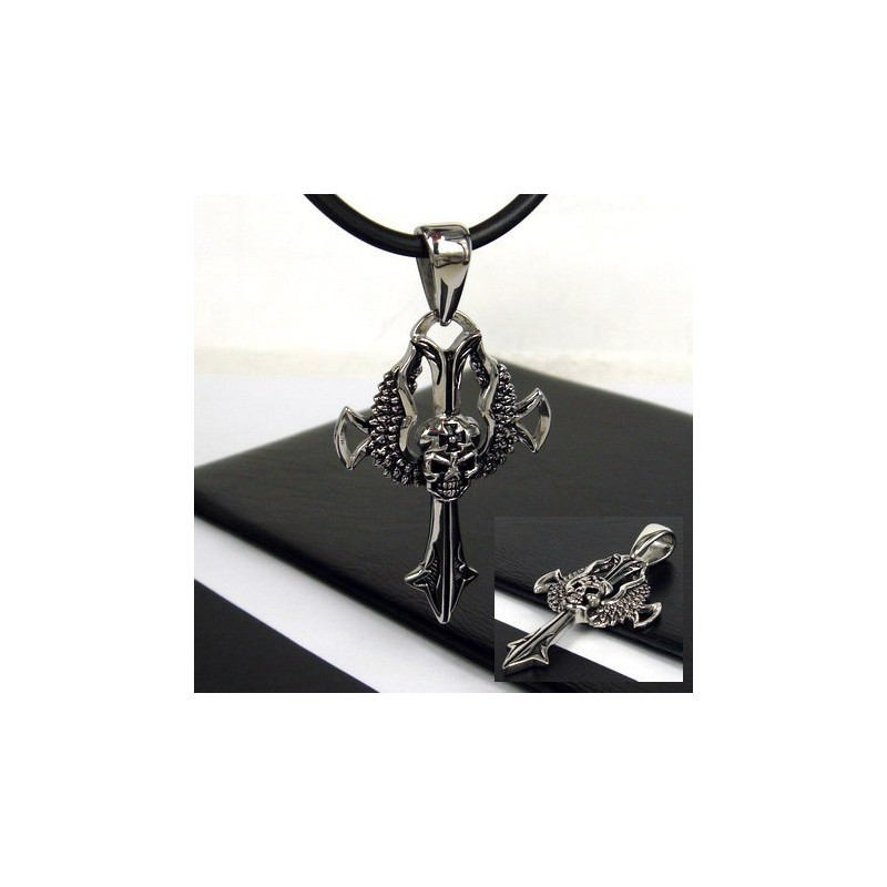 Cool Man Koponya Kereszt Tiszta Titán Medál Ingyenes Lánc