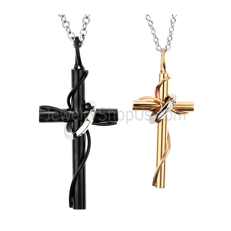 Titán Rozéarany És Fekete Keresztes Szerelmesek Medáljai Szabad Láncokkal C521