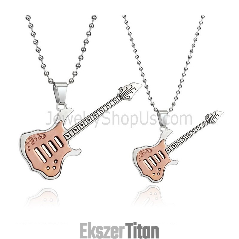 Titán Rozéarany Gitár Szerelmeseinek Medálok Szabad Láncokkal C343 Titán Rozéarany Gitár Szerelmeseinek Medálok Szabad Láncokkal C343