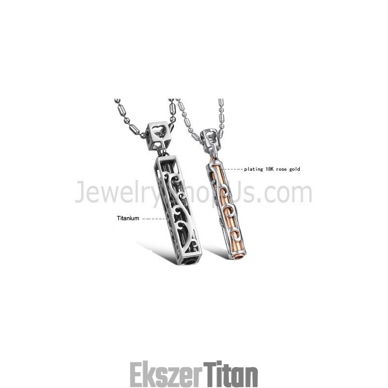 Titán Fekete És Rozé Arany Üreges Szerelmesek Medálok Szabad Láncokkal C609