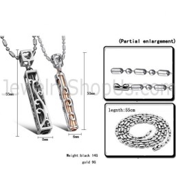 Titán Fekete És Rozé Arany Üreges Szerelmesek Medálok Szabad Láncokkal C609