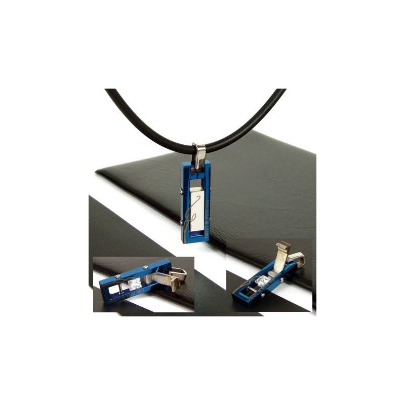 Férfi Cserélhető Csíkos Drágakő Tiszta Titán Medál