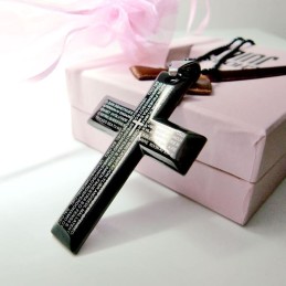 Férfi Fekete Kereszt Biblia Tiszta Titán Medál Ajándék