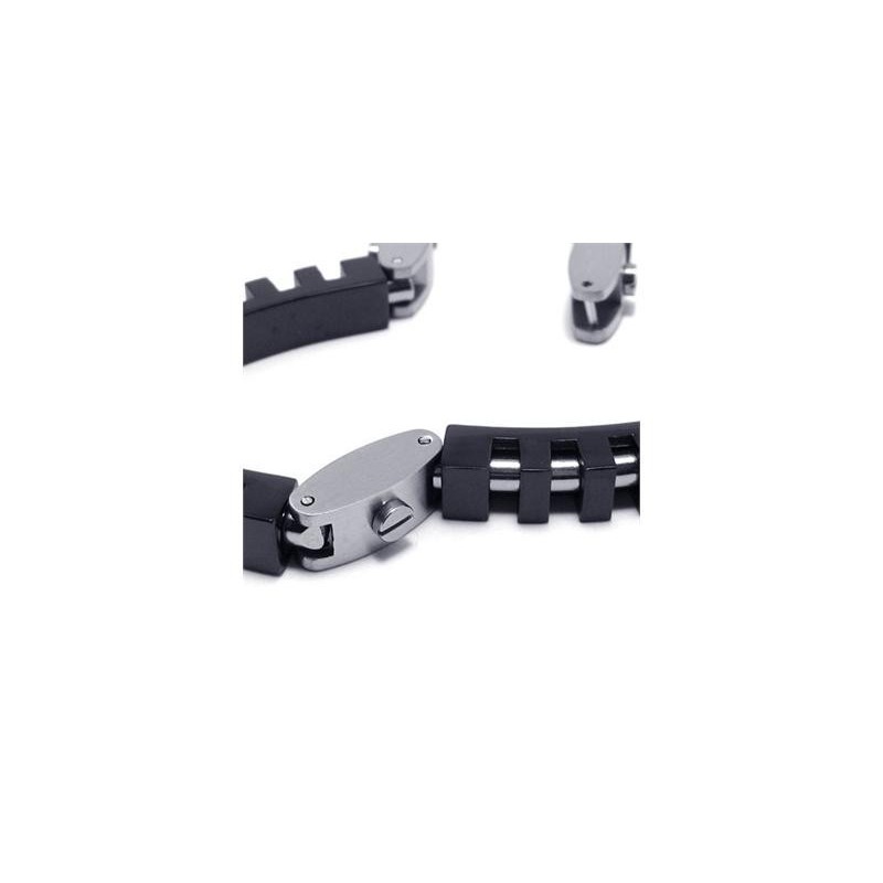 Férfi Fiú Fekete Ezüst Tiszta Titán Medálos Karkötő