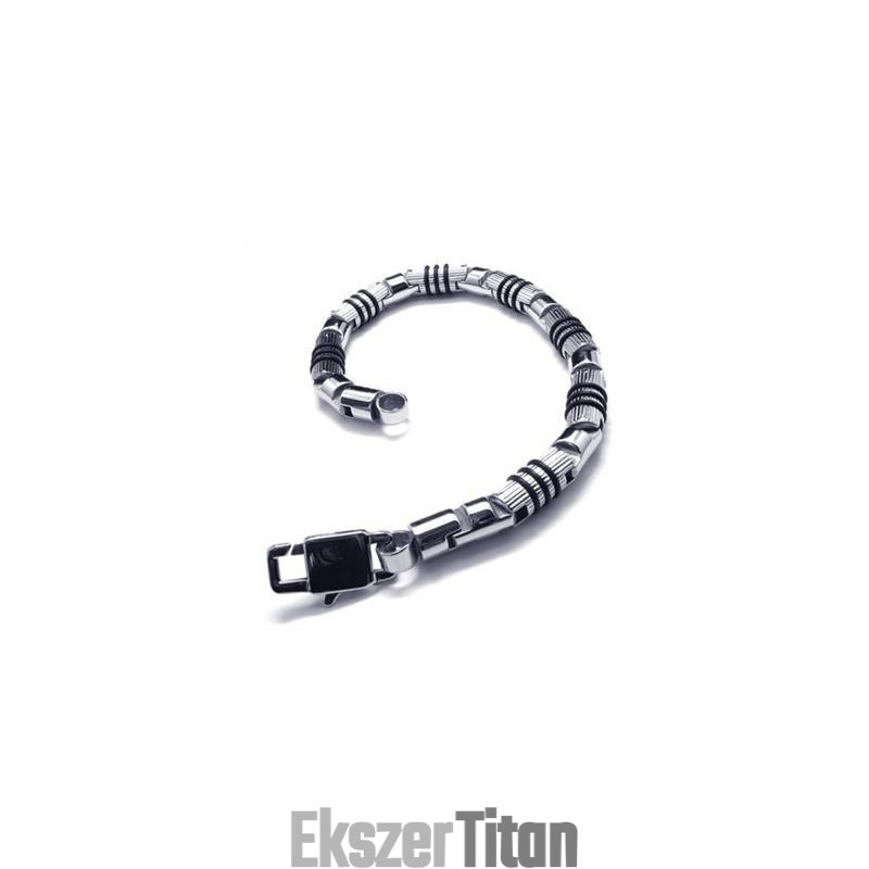Férfi Ezüst Fekete 316L Tiszta Titán Karkötő