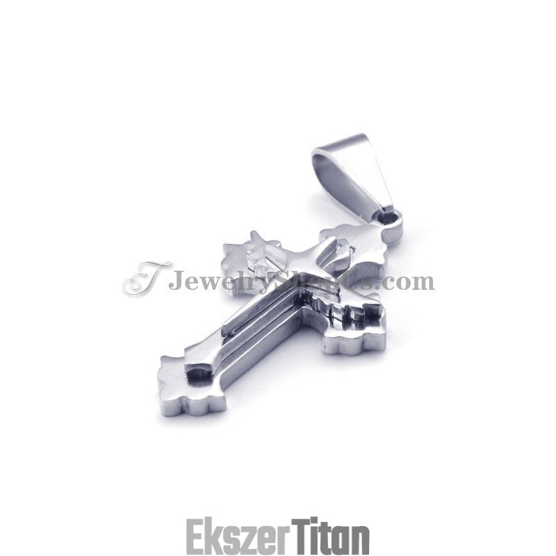 Divat Fekete És Ezüst Titán Kereszt Medál Nőknek