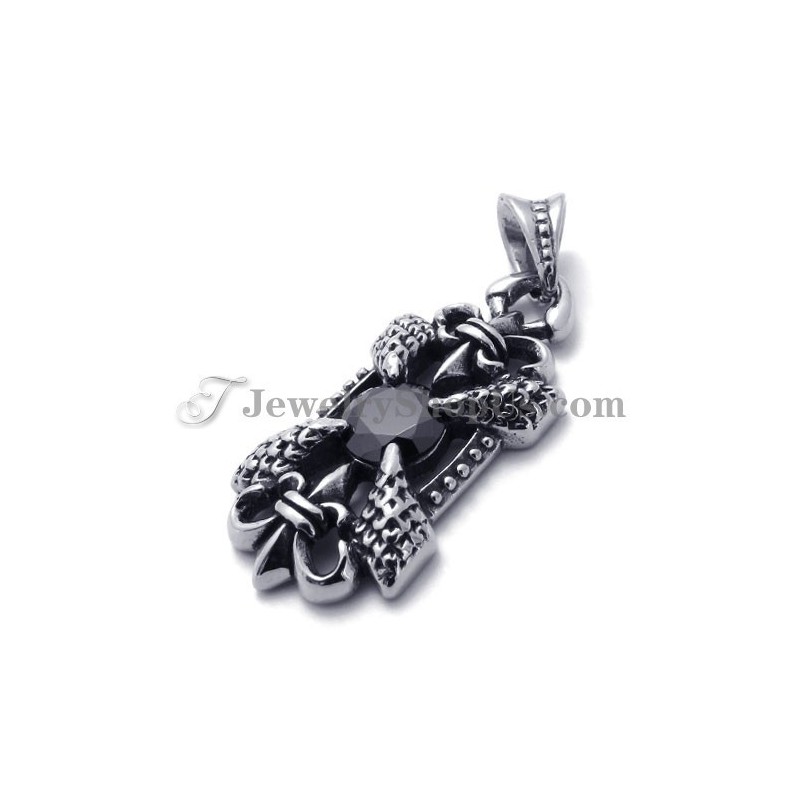 Elegáns Titán Medál Fekete Cirkonnal