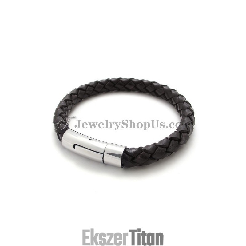 Divatos Barna Bőr És Titán Karkötő