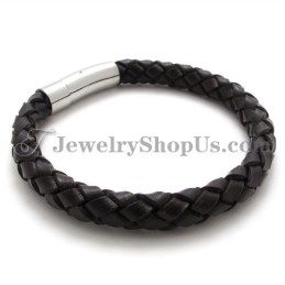 Divatos Barna Bőr És Titán Karkötő