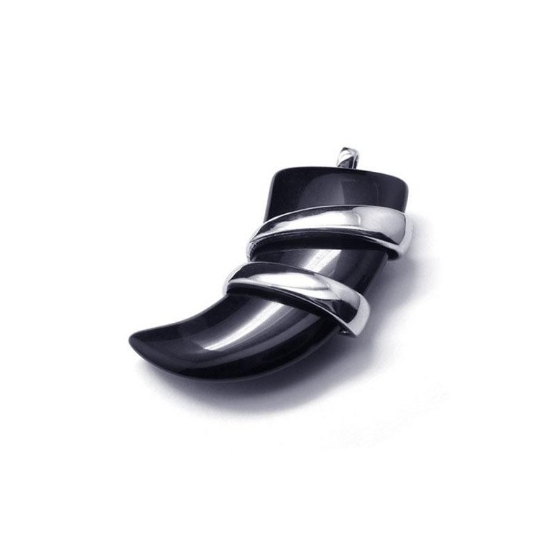 Férfi Tiszta Titán Ónix Lándzsás Medál Nyaklánc