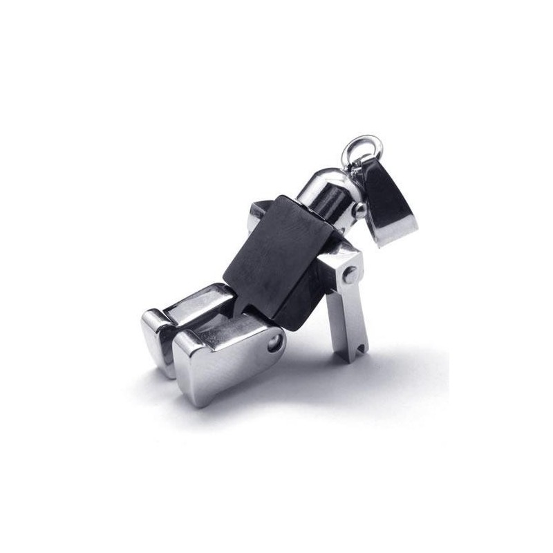 Férfi Fekete Ezüst Robot Tiszta Titán Medál Nyaklánc