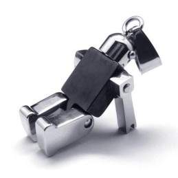 Férfi Fekete Ezüst Robot Tiszta Titán Medál Nyaklánc