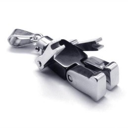 Férfi Fekete Ezüst Robot Tiszta Titán Medál Nyaklánc